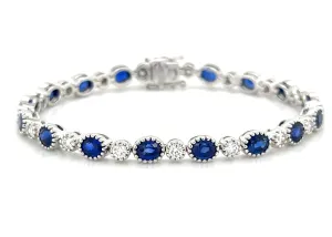 10.08ct tw Oval-cut Royal Blue Sapphire and Diamond Gemstone Bracelet