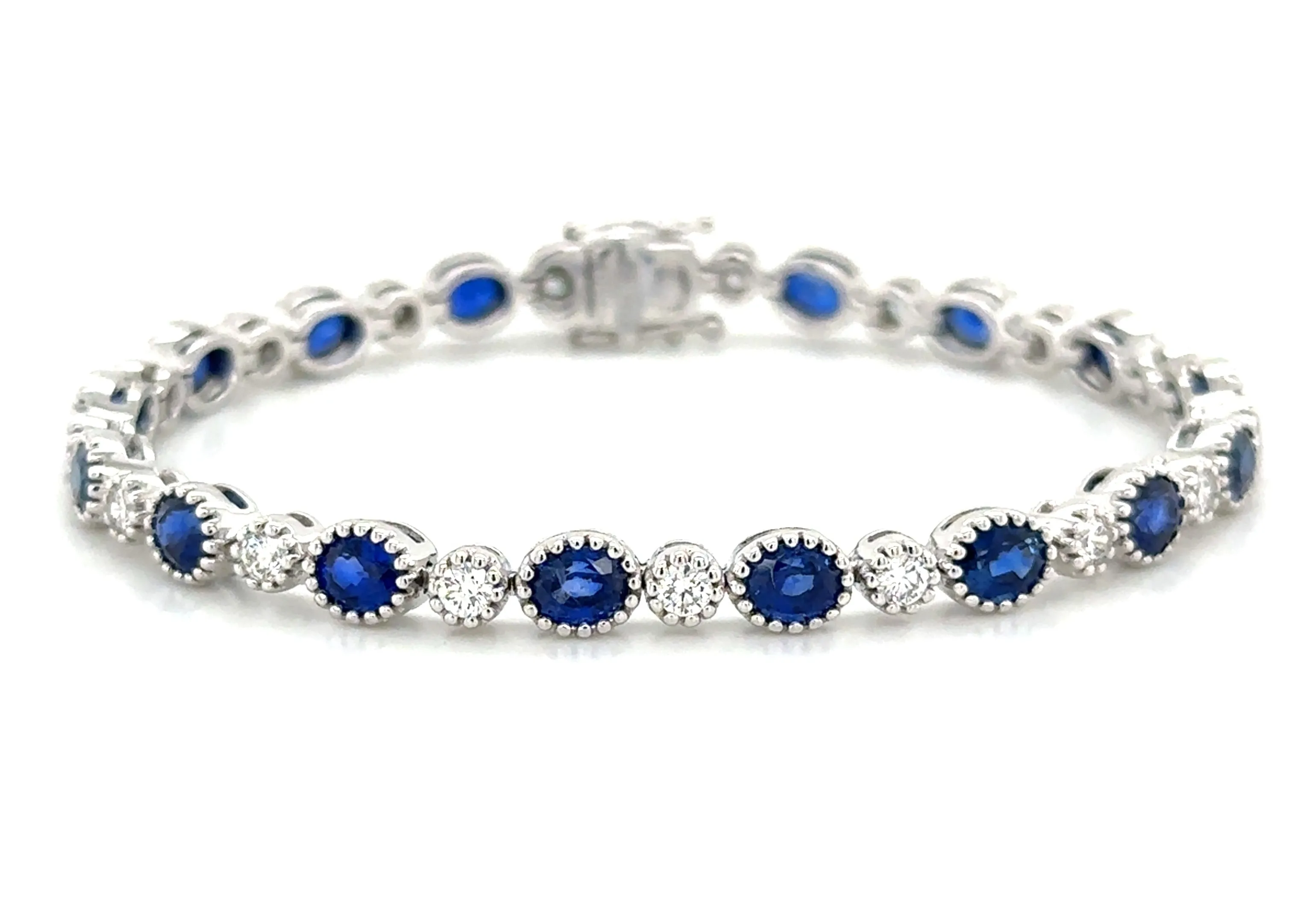 10.08ct tw Oval-cut Royal Blue Sapphire and Diamond Gemstone Bracelet