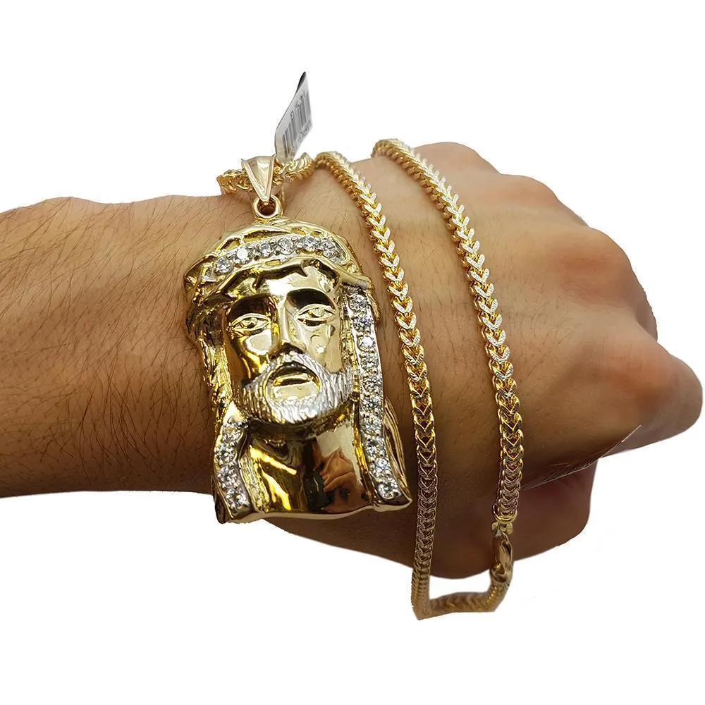 10K Franco 3.5MM With Jesus en or 10K MNG-097
