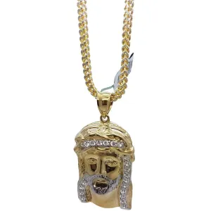 10K Franco 3.5MM With Jesus en or 10K MNG-097
