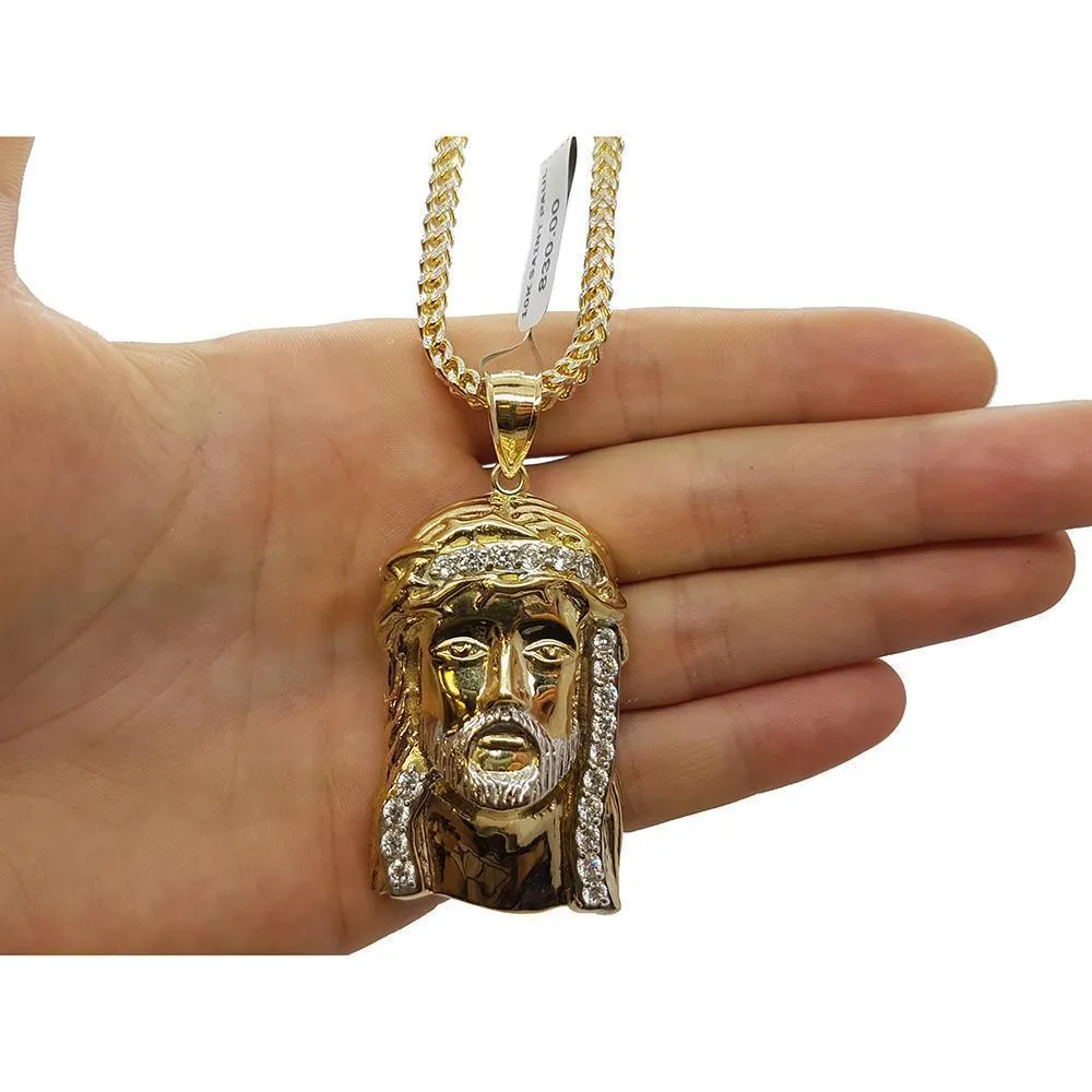 10K Franco 3.5MM With Jesus en or 10K MNG-097