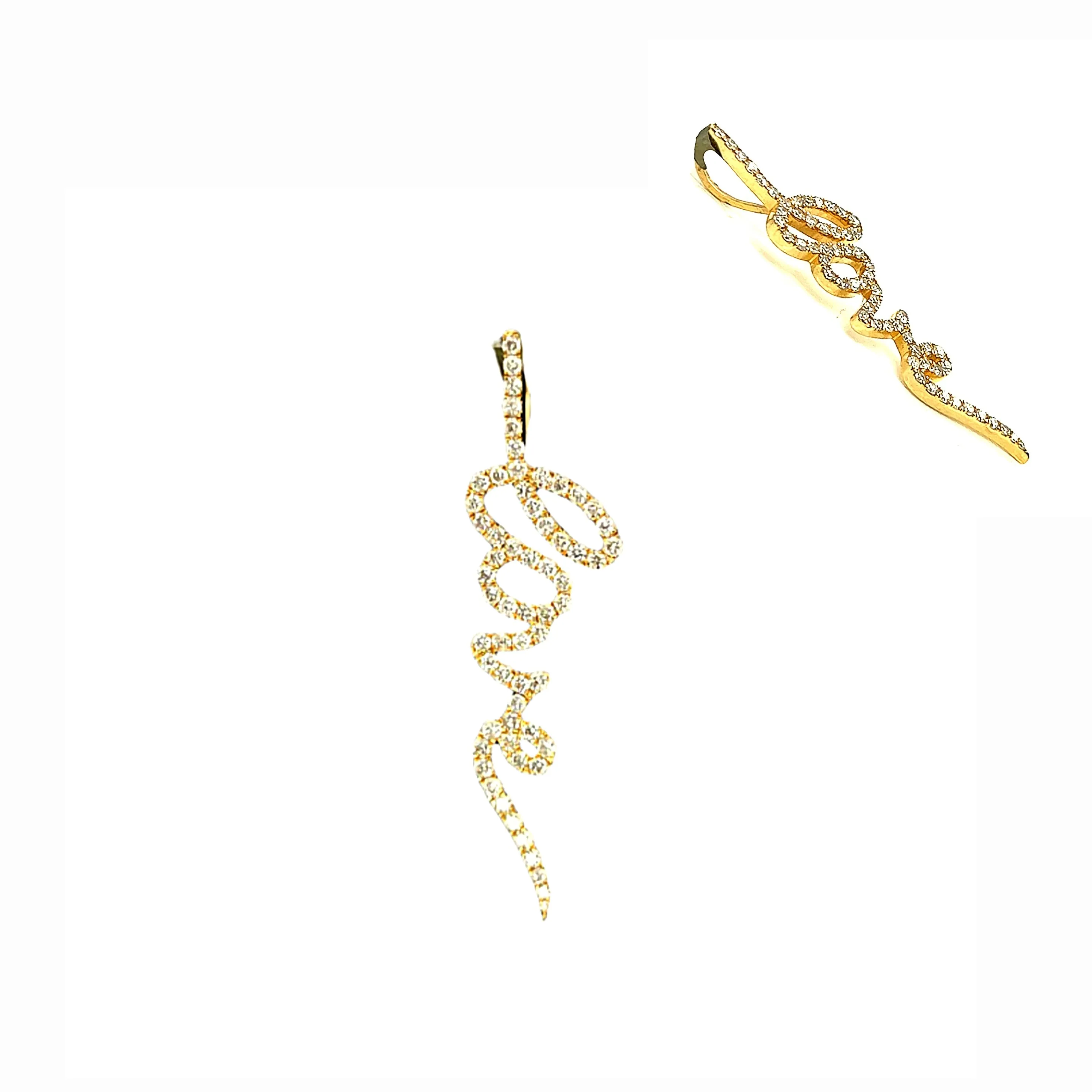 10k Gold Cursive Writing love Pendant with 0.86ct of Natural Diamonds - SP26075