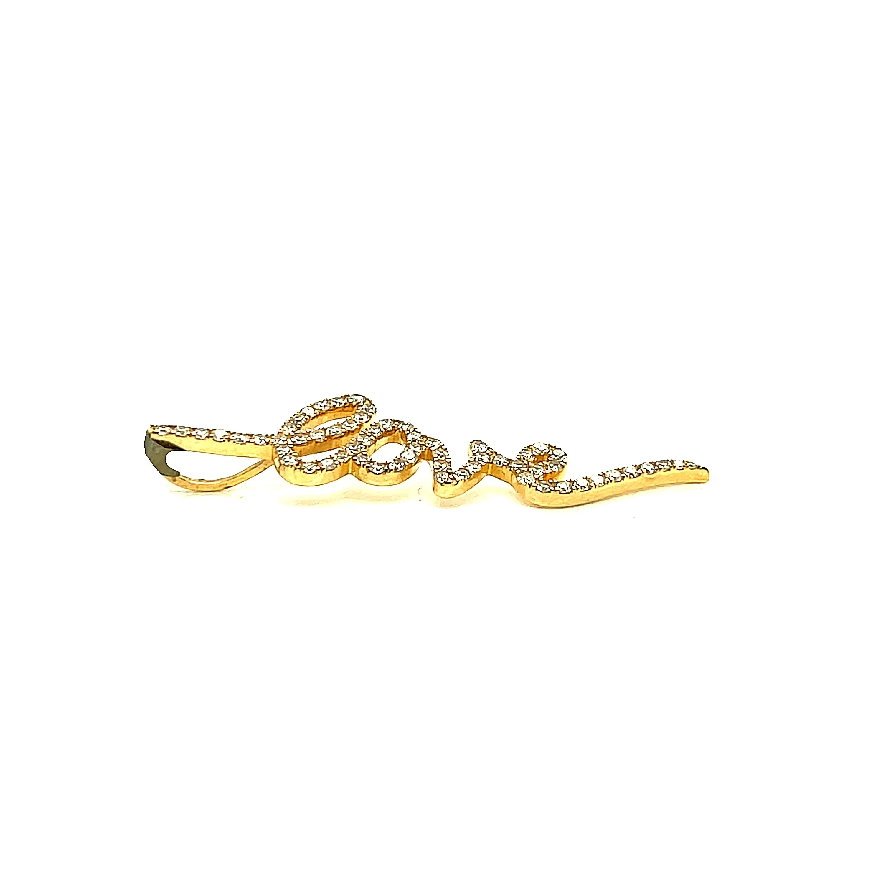 10k Gold Cursive Writing love Pendant with 0.86ct of Natural Diamonds - SP26075