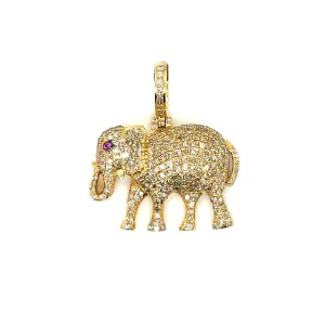 10k Gold Pink Eyed Elephant Pendant with 1.28ct of Natural Diamonds - SP18689A