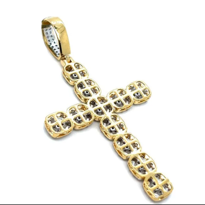 10k Gold Round 1.67ct Real Natural Diamonds Cross Pendant - SP13068B