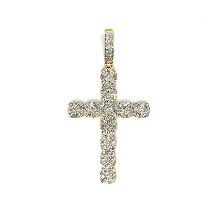 10k Gold Round 1.67ct Real Natural Diamonds Cross Pendant - SP13068B