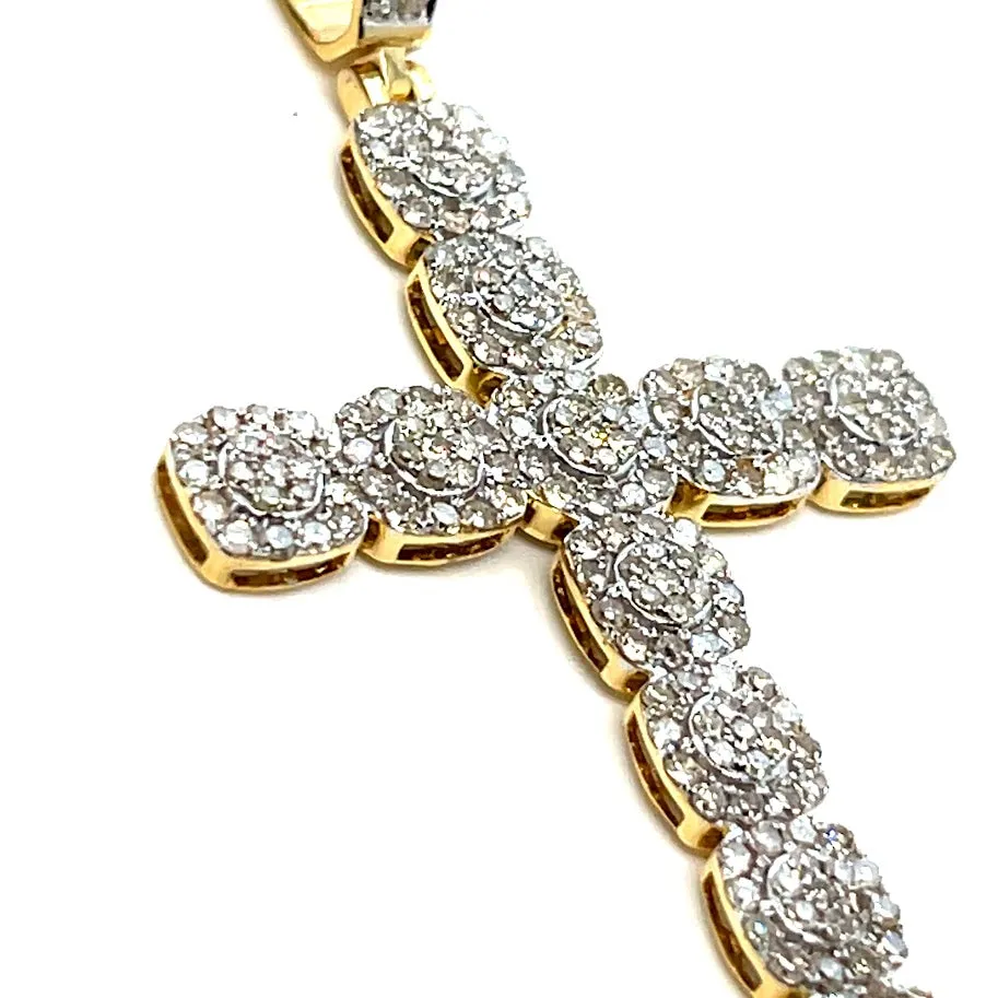 10k Gold Round 1.67ct Real Natural Diamonds Cross Pendant - SP13068B