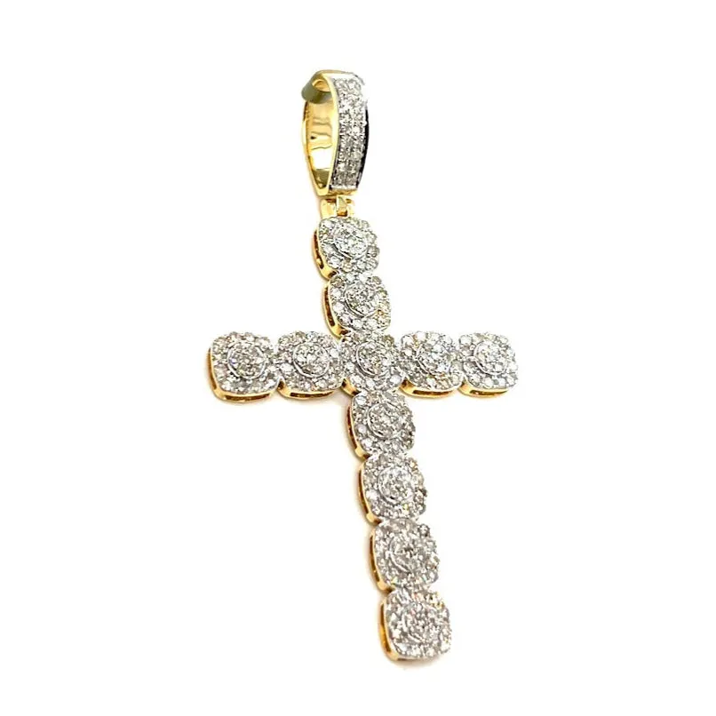 10k Gold Round 1.67ct Real Natural Diamonds Cross Pendant - SP13068B