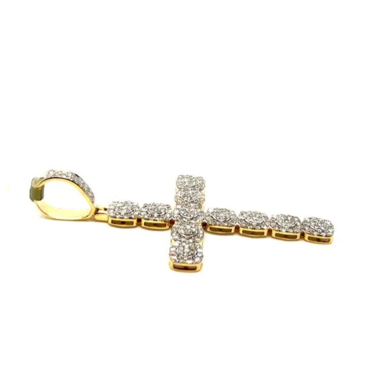 10k Gold Round 1.67ct Real Natural Diamonds Cross Pendant - SP13068B