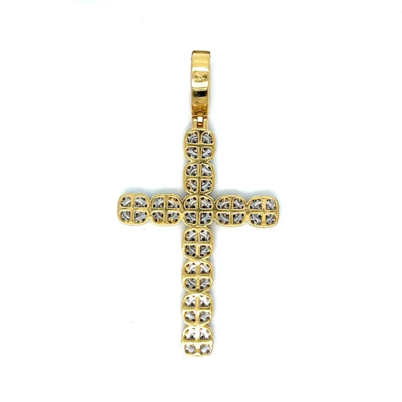 10k Gold Round 1.67ct Real Natural Diamonds Cross Pendant - SP13068B