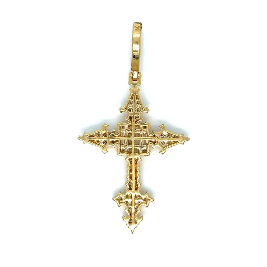 10k Gold w/ Baguette 2.06ct Natural Diamonds 2" Cross Pendant- SP17483