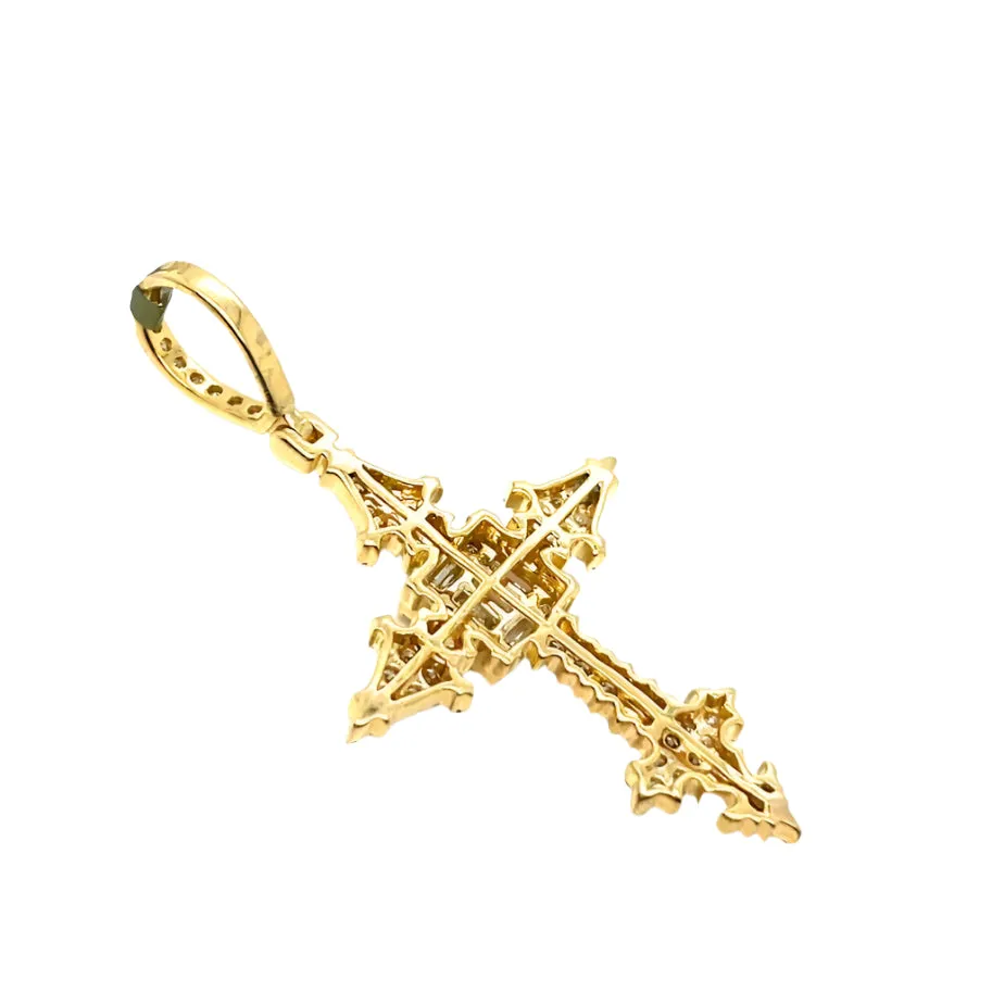 10k Gold w/ Baguette 2.06ct Natural Diamonds 2" Cross Pendant- SP17483