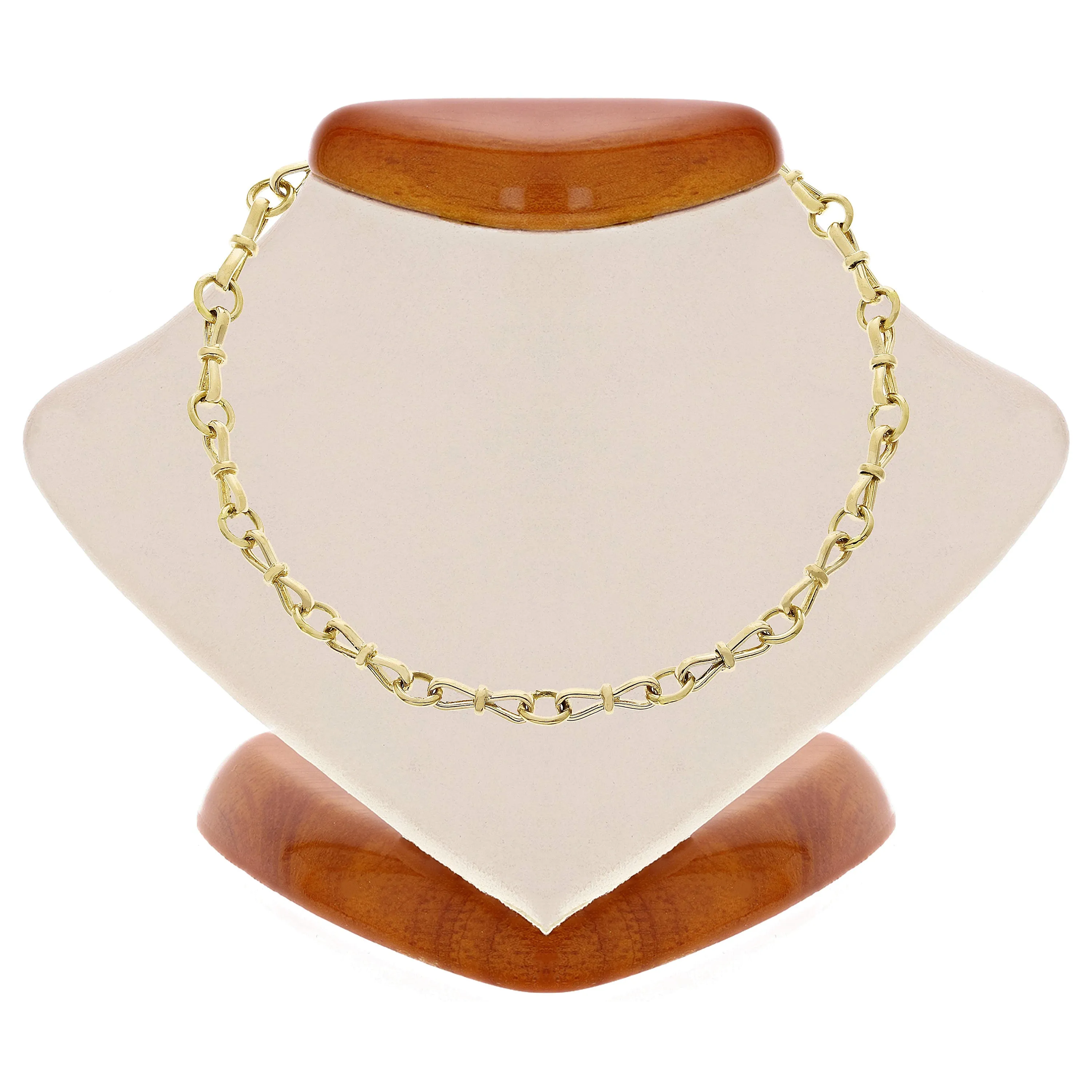 10k Yellow White or Rose Gold Handmade Bow Fashion Link Chain Necklace 20" - 26" 3.5mm