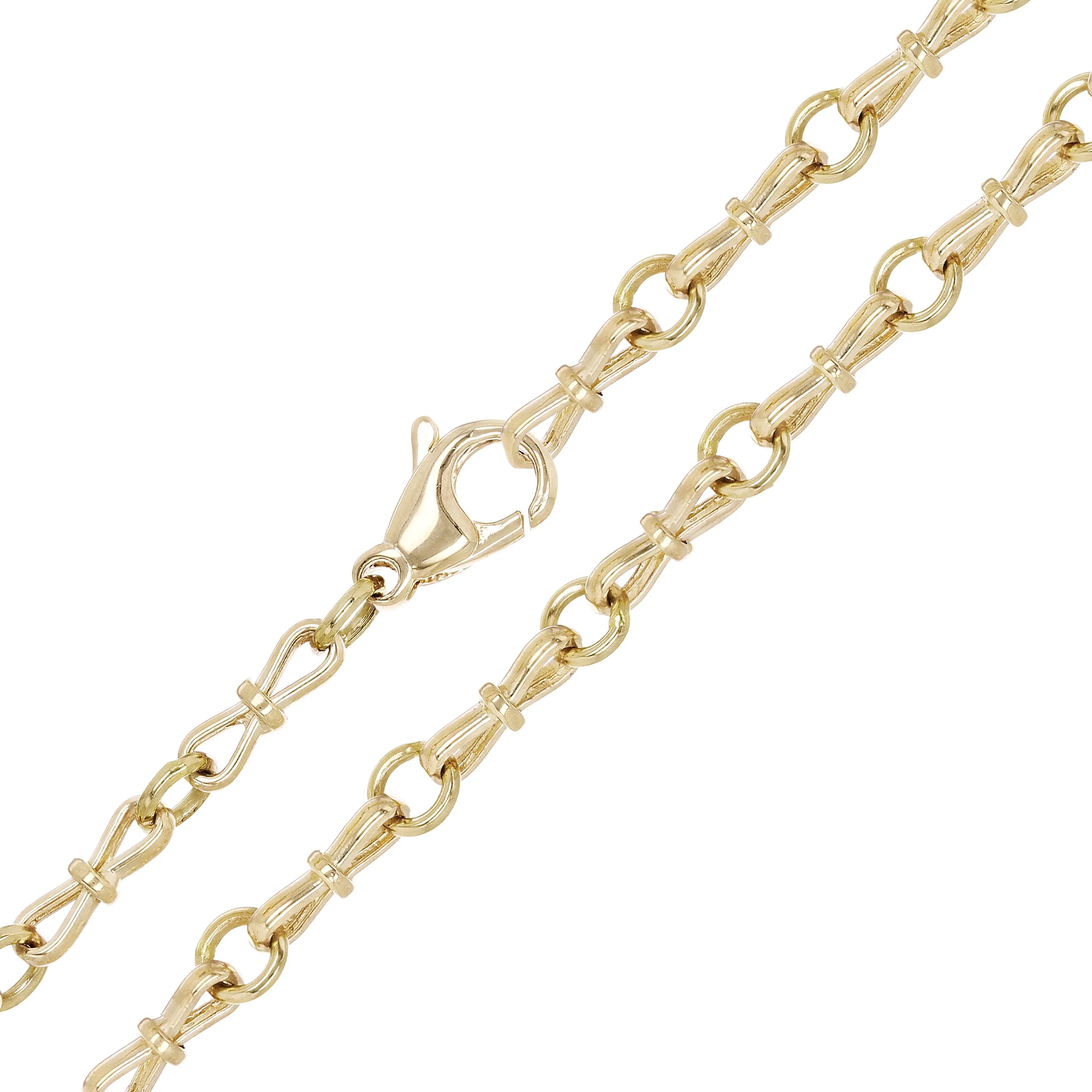 10k Yellow White or Rose Gold Handmade Bow Fashion Link Chain Necklace 20" - 26" 3.5mm