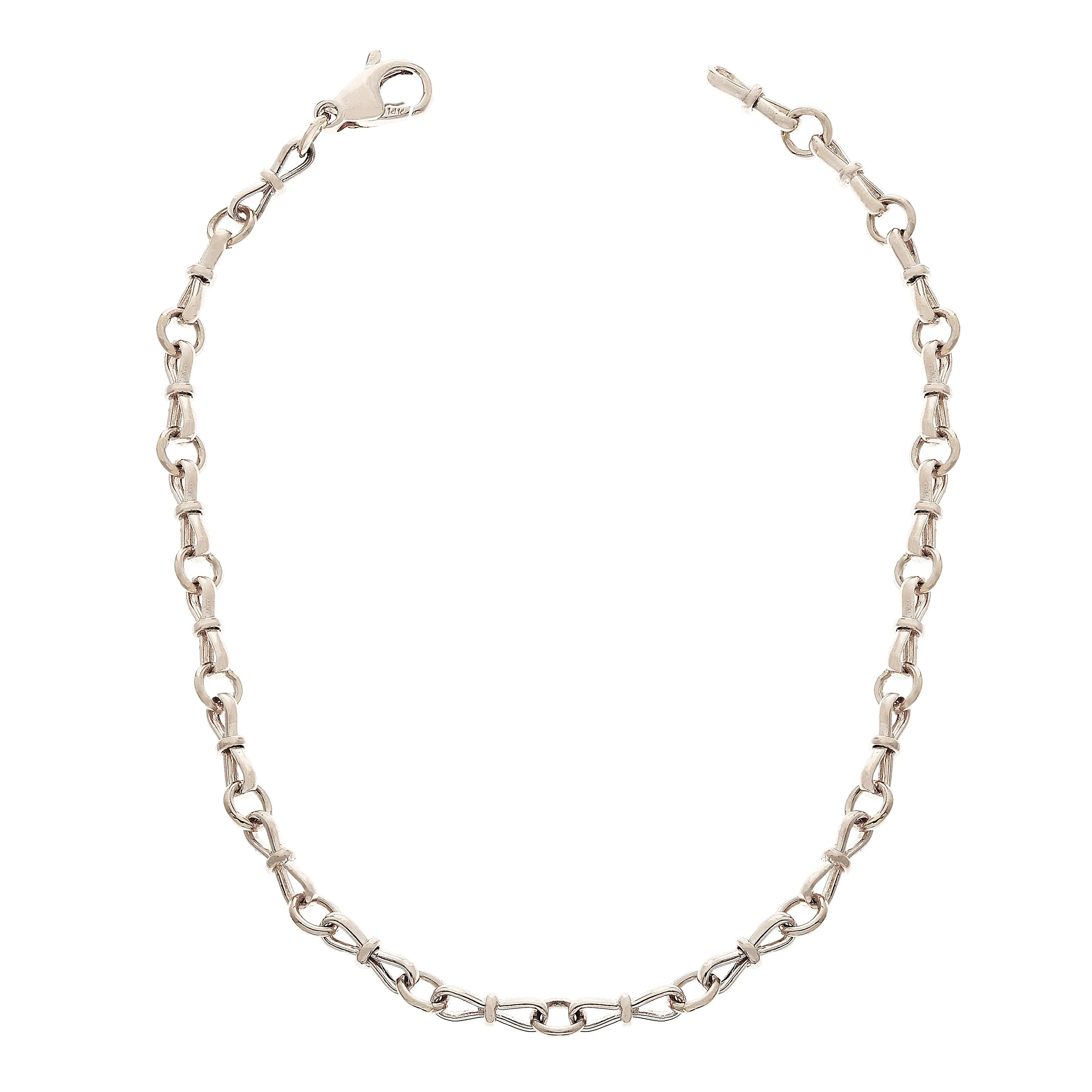 10k Yellow White or Rose Gold Handmade Bow Fashion Link Chain Necklace 20" - 26" 3.5mm