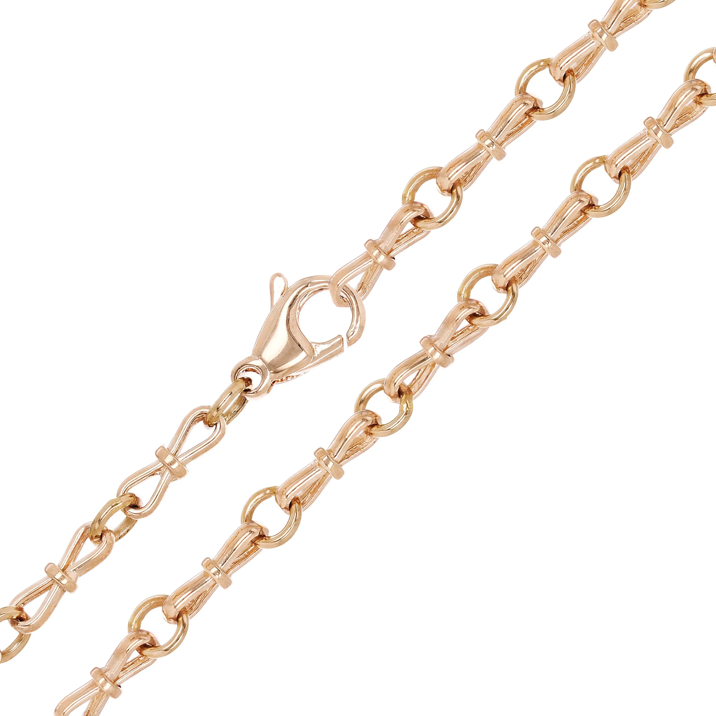 10k Yellow White or Rose Gold Handmade Bow Fashion Link Chain Necklace 20" - 26" 3.5mm