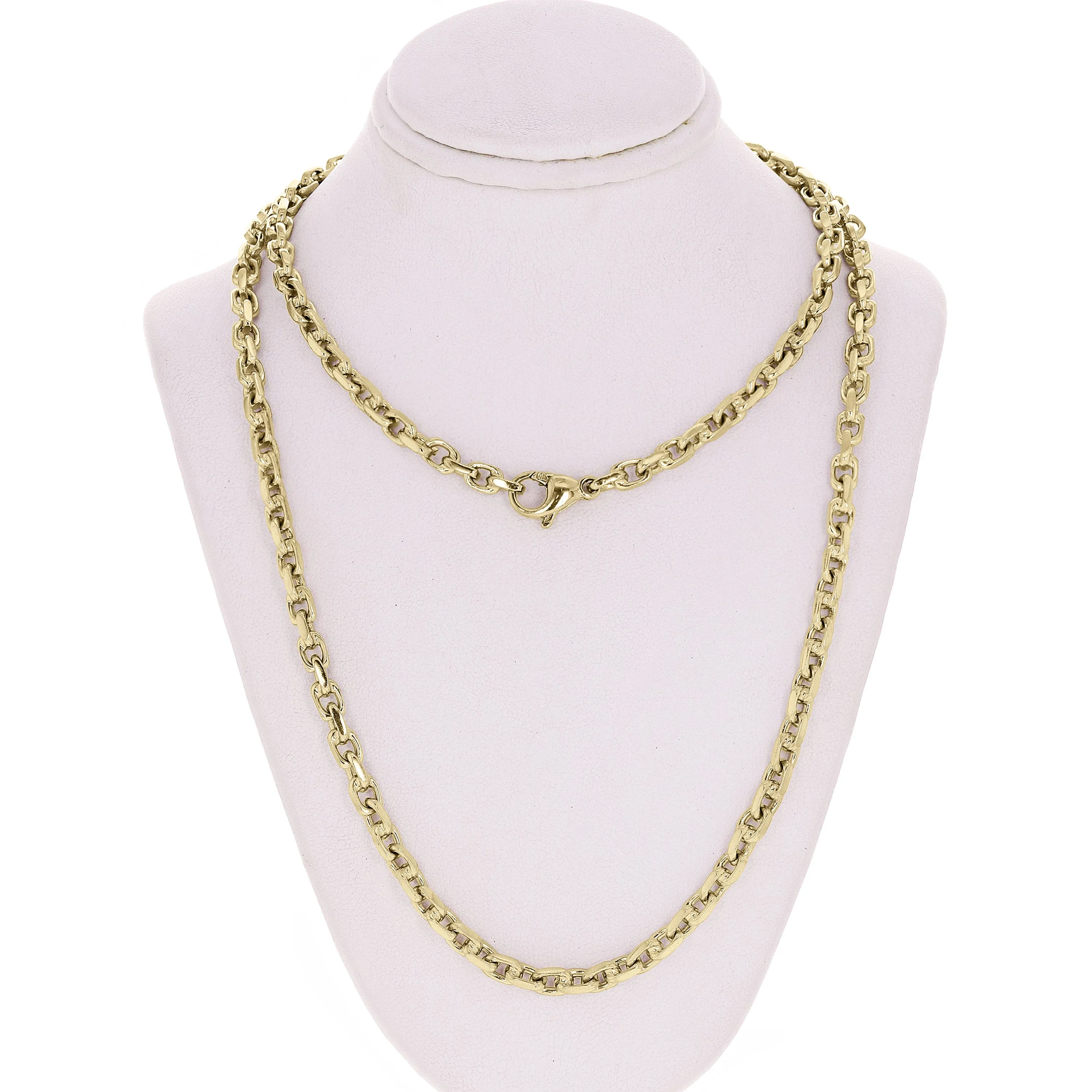 10k Yellow White or Rose Gold Handmade Fashion Link Chain Necklace 20" - 30" 4.5mm