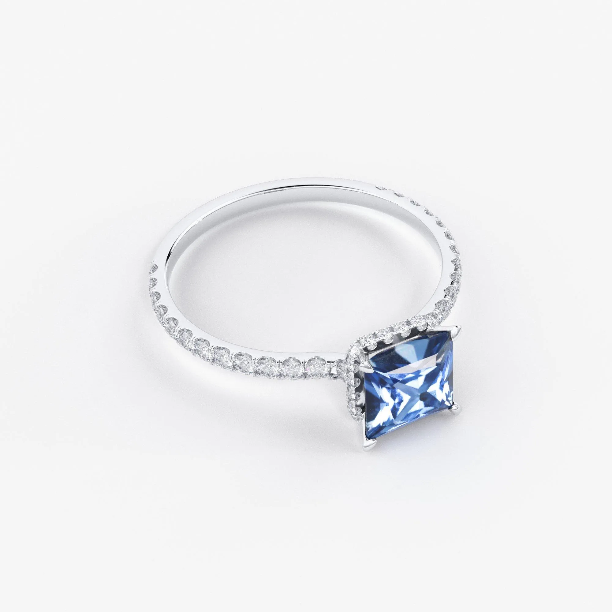 1.268 Carat Princess Cut Blue Sapphire Luxury Ring / Unique White Gold Sapphire Ring / Engagement Ring / Sapphire Diamond Cocktail Ring