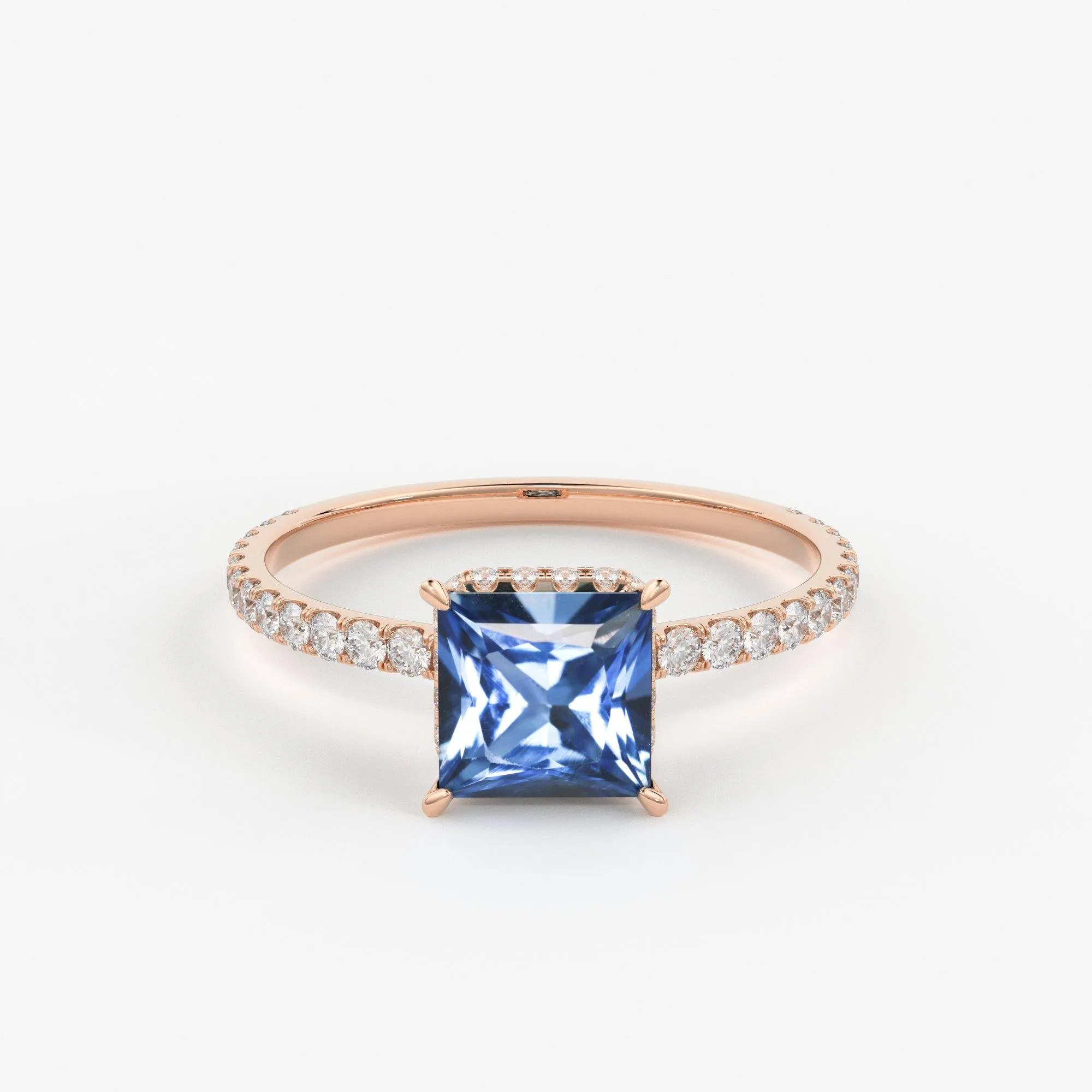 1.268 Carat Princess Cut Blue Sapphire Luxury Ring / Unique White Gold Sapphire Ring / Engagement Ring / Sapphire Diamond Cocktail Ring