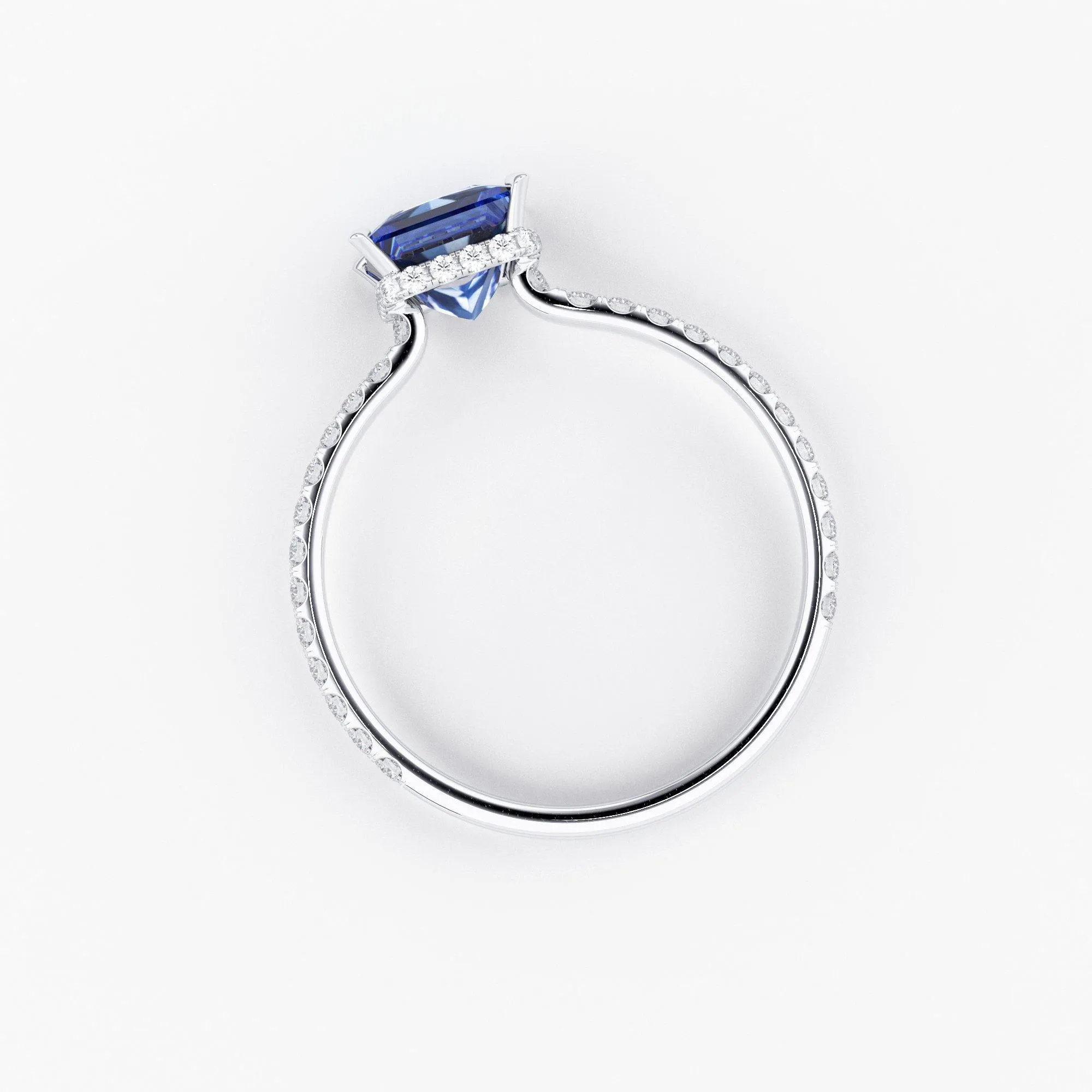 1.268 Carat Princess Cut Blue Sapphire Luxury Ring / Unique White Gold Sapphire Ring / Engagement Ring / Sapphire Diamond Cocktail Ring