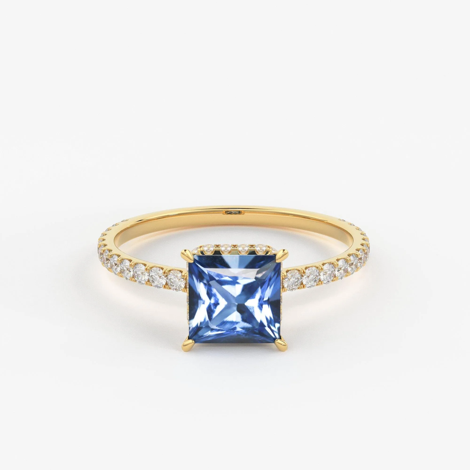 1.268 Carat Princess Cut Blue Sapphire Luxury Ring / Unique White Gold Sapphire Ring / Engagement Ring / Sapphire Diamond Cocktail Ring