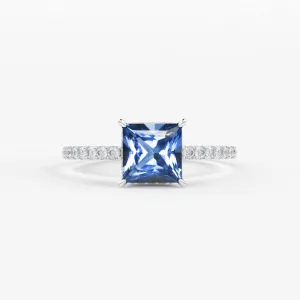 1.268 Carat Princess Cut Blue Sapphire Luxury Ring / Unique White Gold Sapphire Ring / Engagement Ring / Sapphire Diamond Cocktail Ring