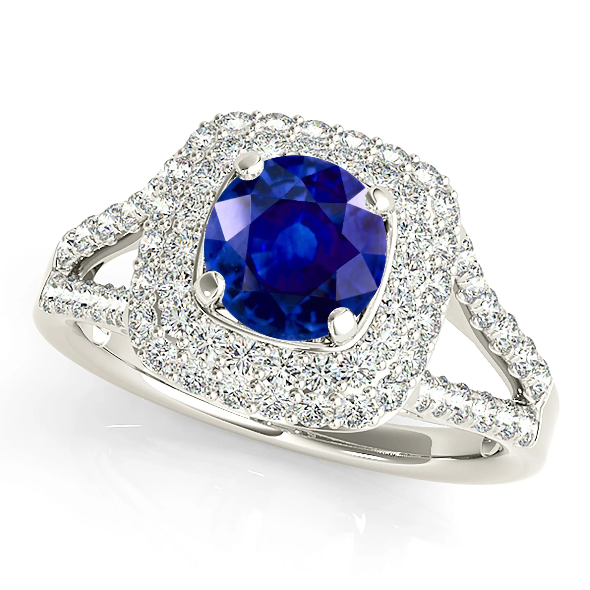 1.35 ct. Genuine Blue Round Sapphire Ring