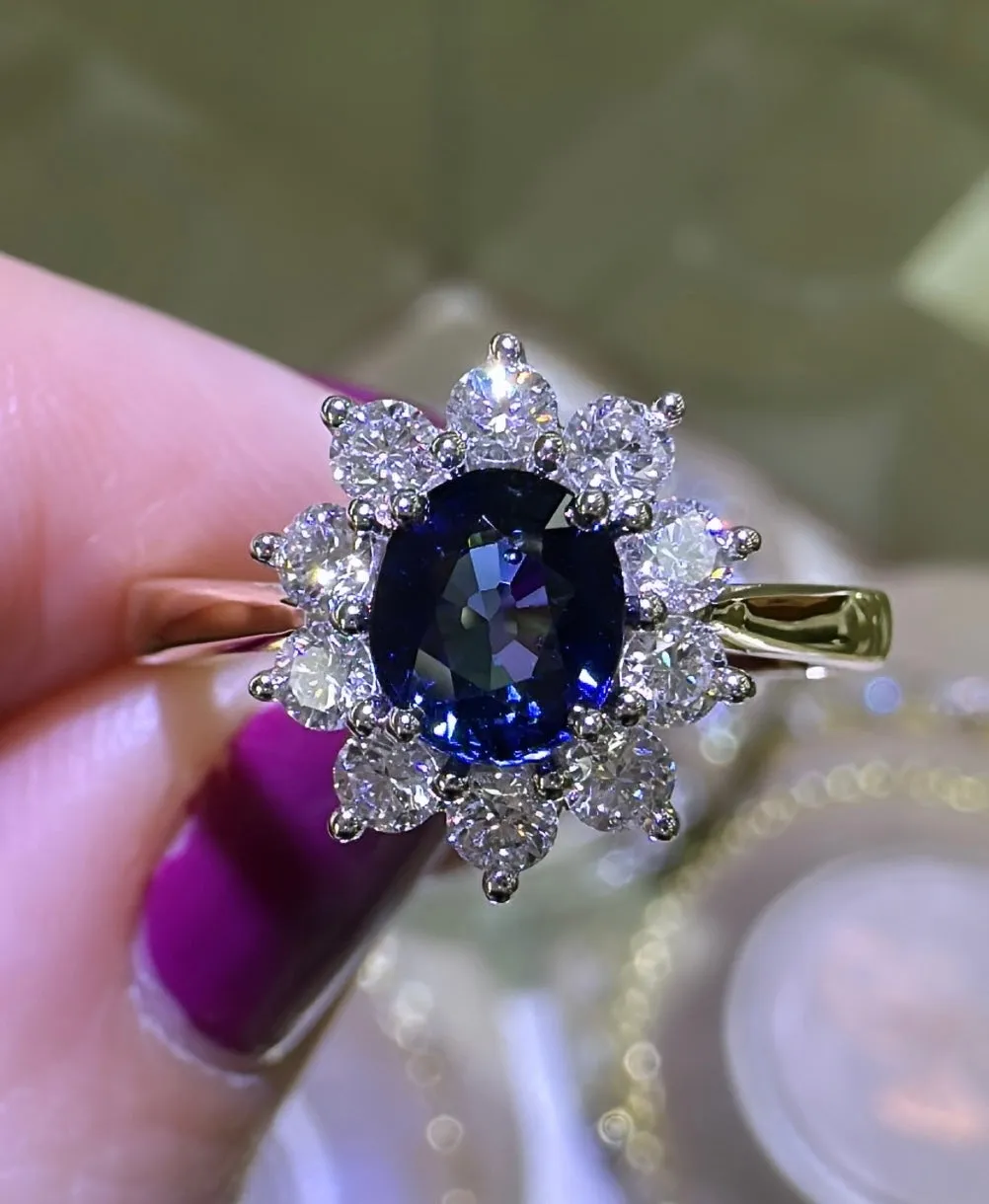 1.47ct tw Royal Blue Sapphire & Diamond Ring