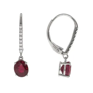 14K White Gold Ruby Earring