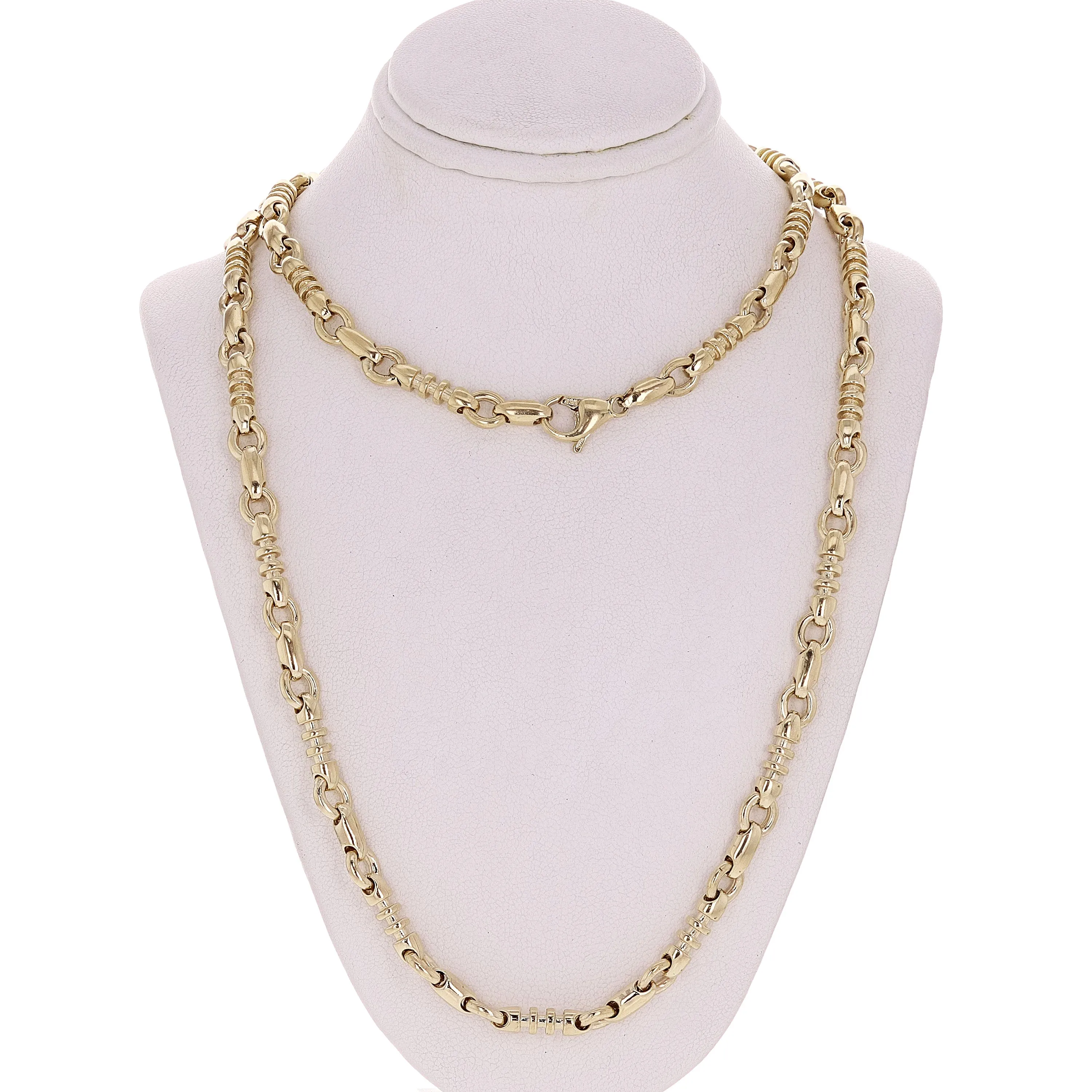 14k Yellow Gold Handmade Fashion Link Necklace 22" 6.5mm 62 grams