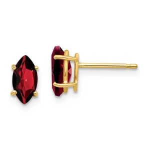 14k Yellow Gold Marquise Garnet Earring