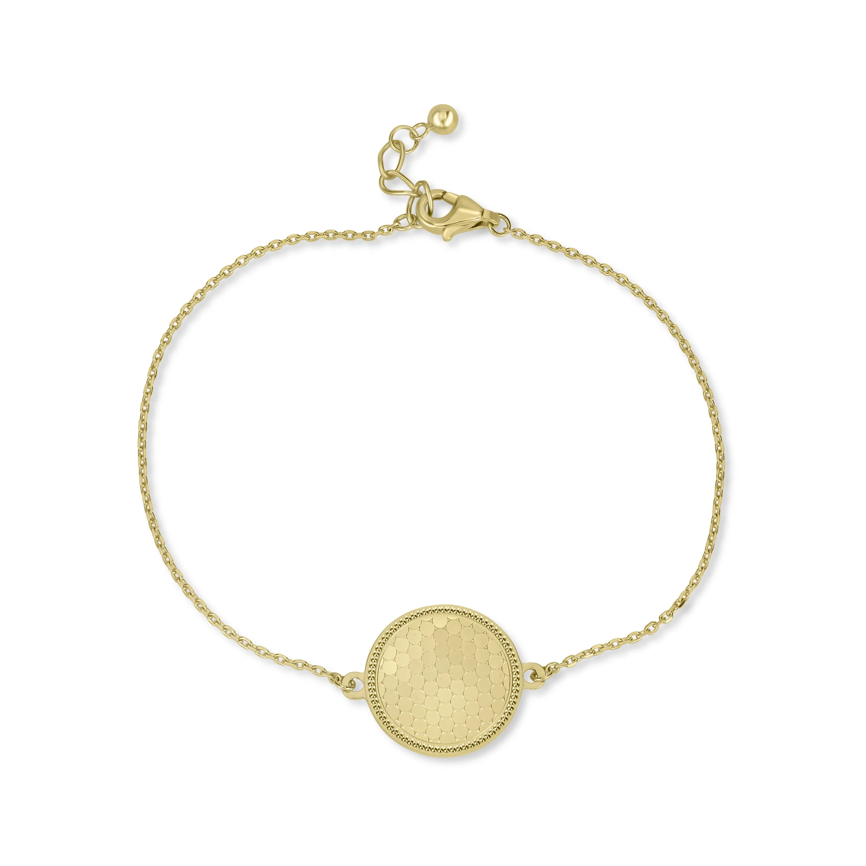 14K Yellow Gold Round Solo Shimmer Bracelet