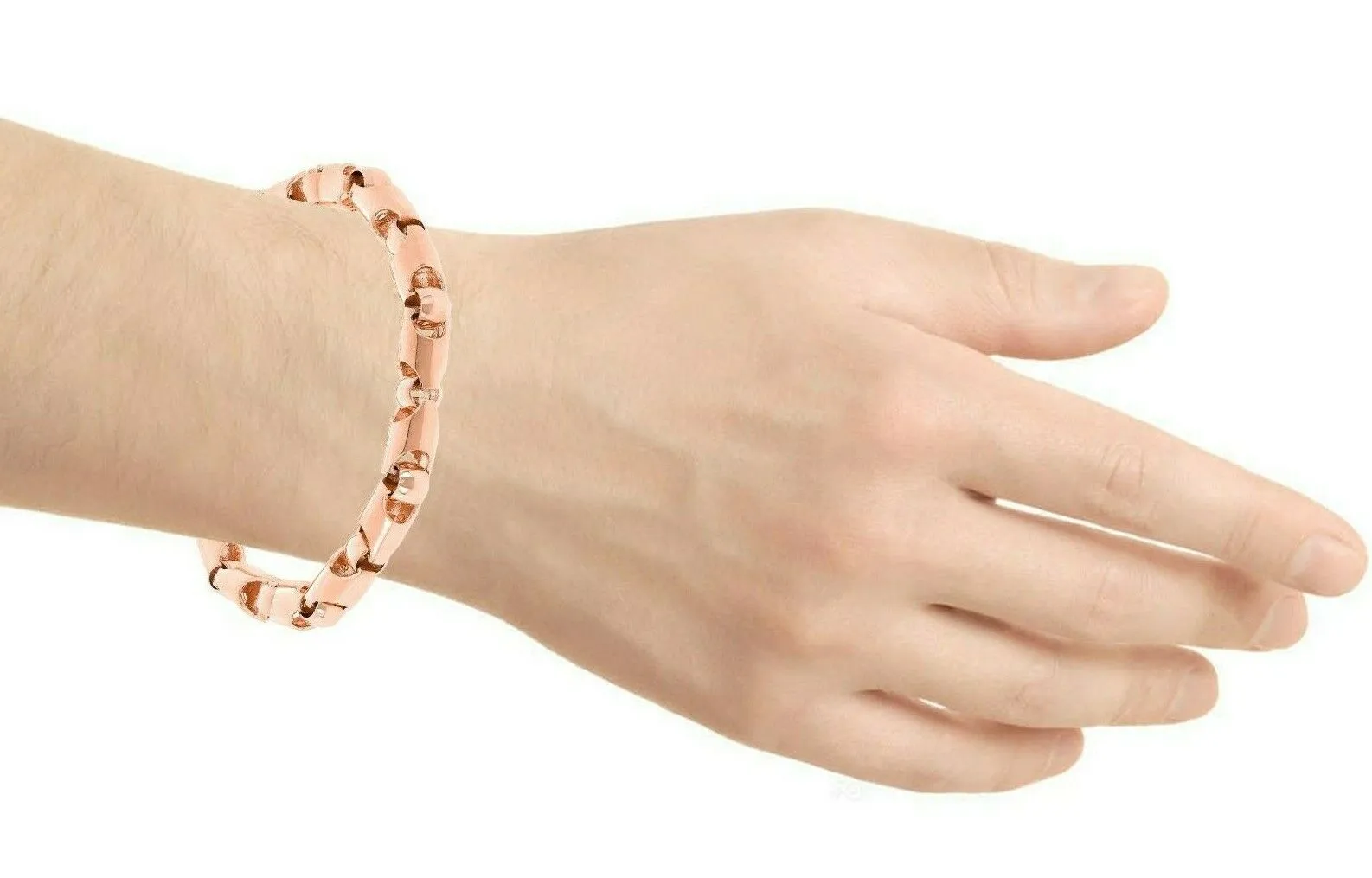 14k Yellow or Rose Gold Solid Handmade Fashion Link Chain Bracelet 7" - 9" 6mm