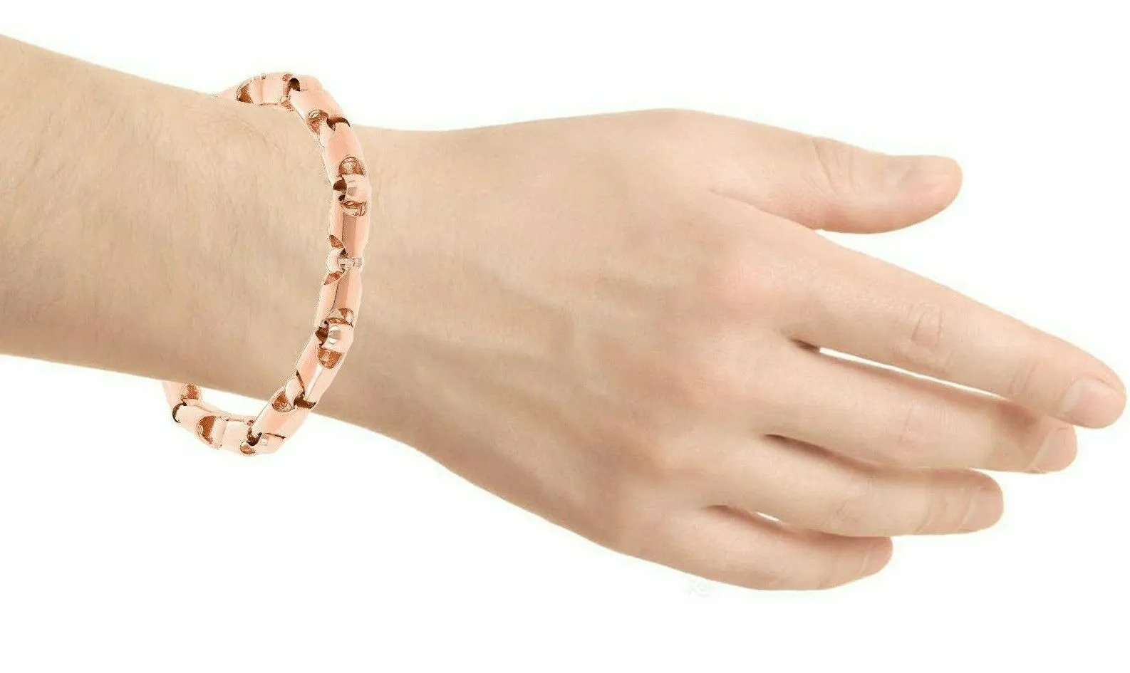 14k Yellow or Rose Gold Solid Handmade Fashion Link Chain Bracelet 7" - 9" 6mm