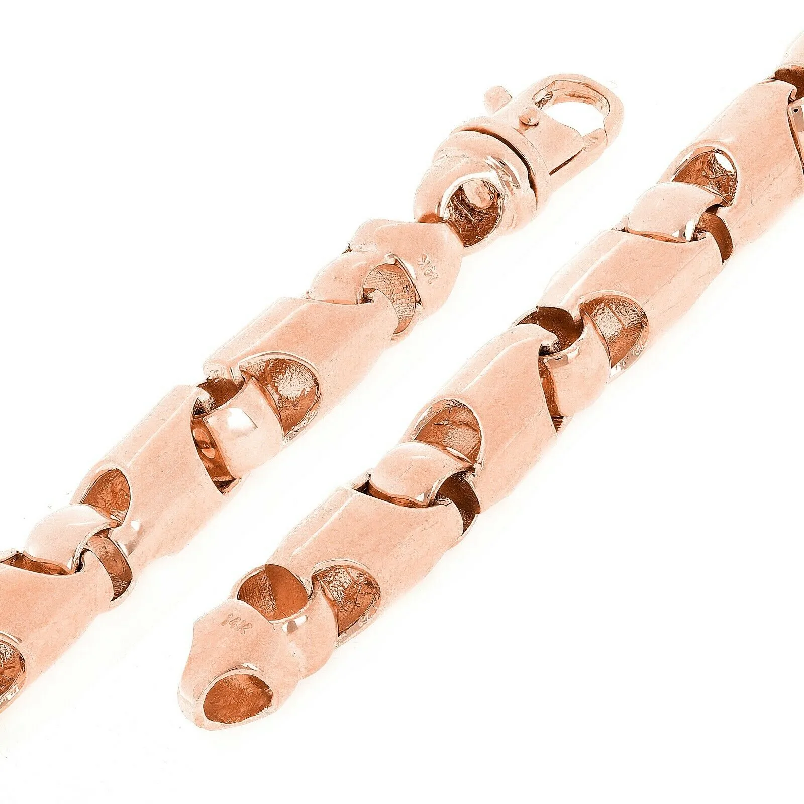 14k Yellow or Rose Gold Solid Handmade Fashion Link Chain Bracelet 7" - 9" 6mm
