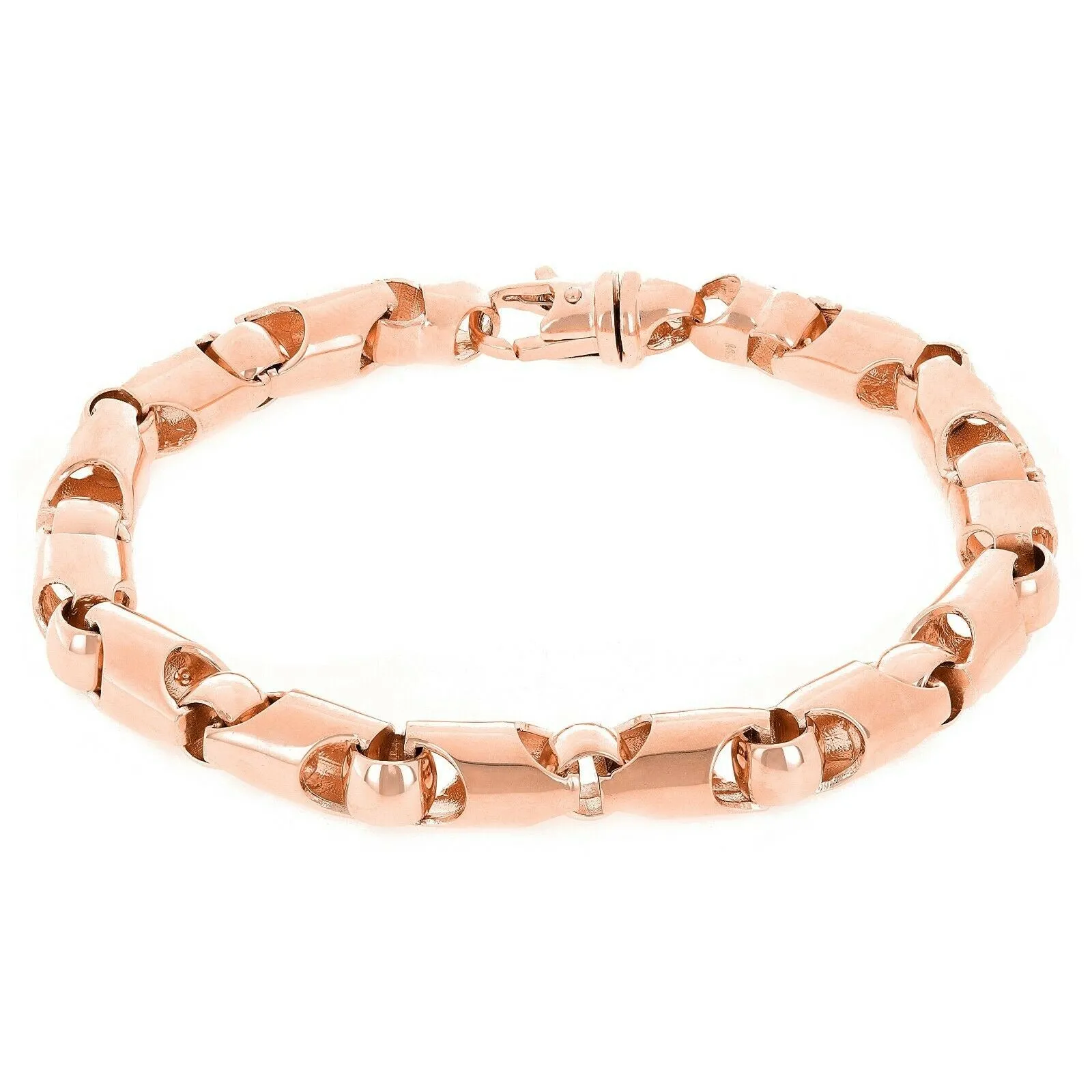 14k Yellow or Rose Gold Solid Handmade Fashion Link Chain Bracelet 7" - 9" 6mm