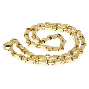 14k Yellow White Rose or Two Tone Gold Handmade Fashion Link Necklace 7mm Various Sizes
