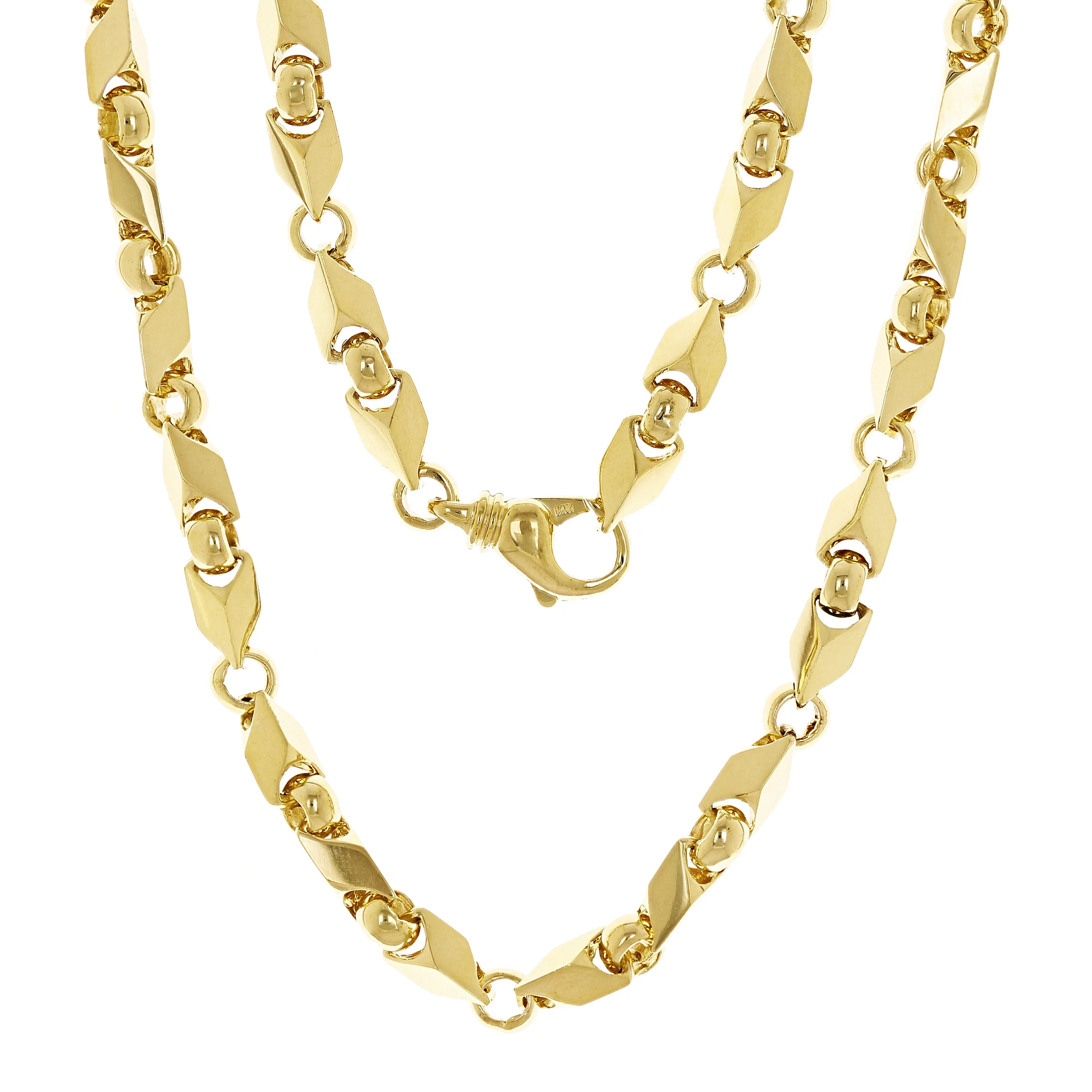 14k Yellow White Rose or Two Tone Gold Handmade Fashion Link Necklace 7mm Various Sizes