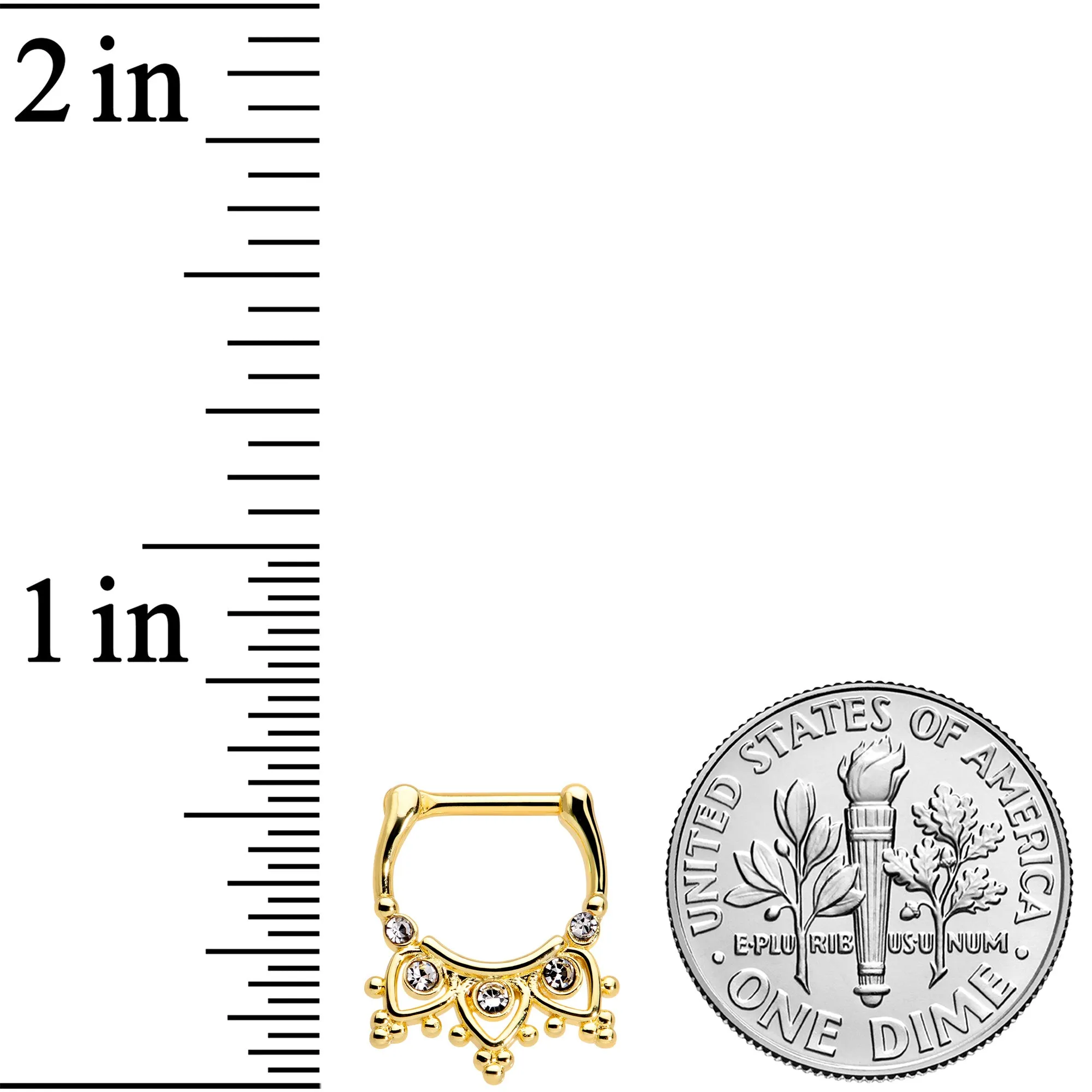 16 Gauge 3/8 Clear Gem Gold Tone Lacy Drama Cartilage Clicker