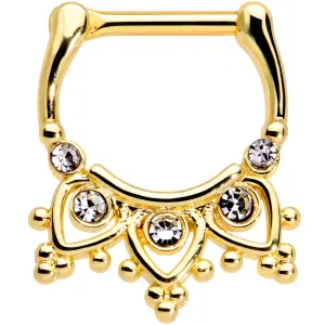 16 Gauge 3/8 Clear Gem Gold Tone Lacy Drama Cartilage Clicker