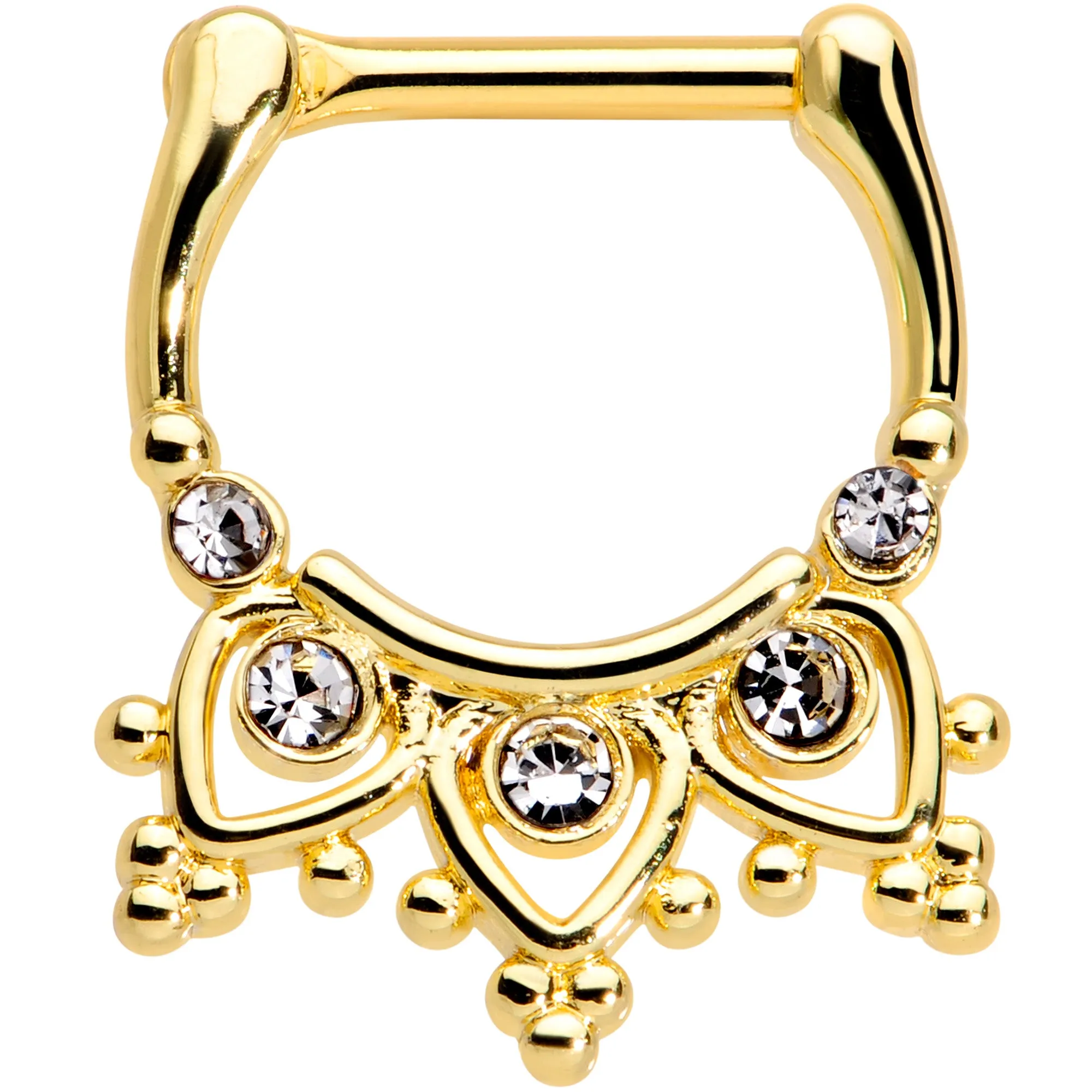 16 Gauge 3/8 Clear Gem Gold Tone Lacy Drama Cartilage Clicker