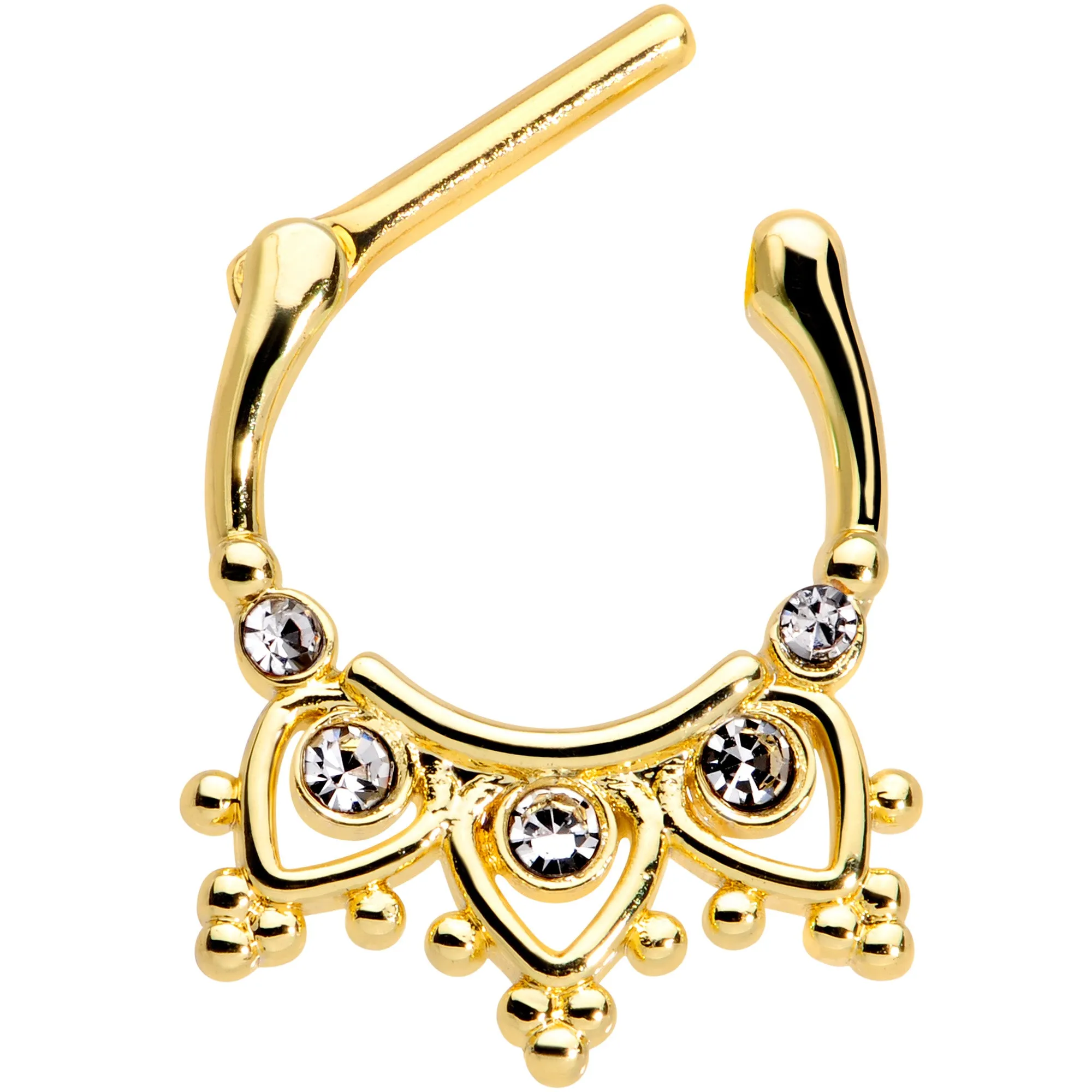 16 Gauge 3/8 Clear Gem Gold Tone Lacy Drama Cartilage Clicker