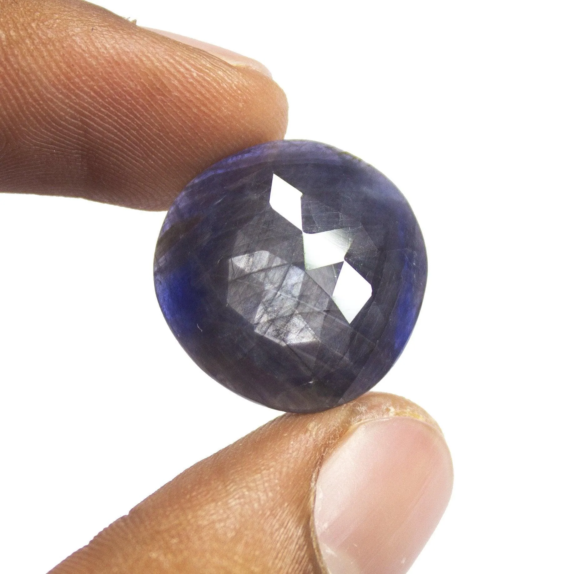 16.5 carats, 20x20mm, Natural Blue Sapphire Rose Cut Round Loose Gemstone, Natural Blue Gemstone, Blue Sapphire