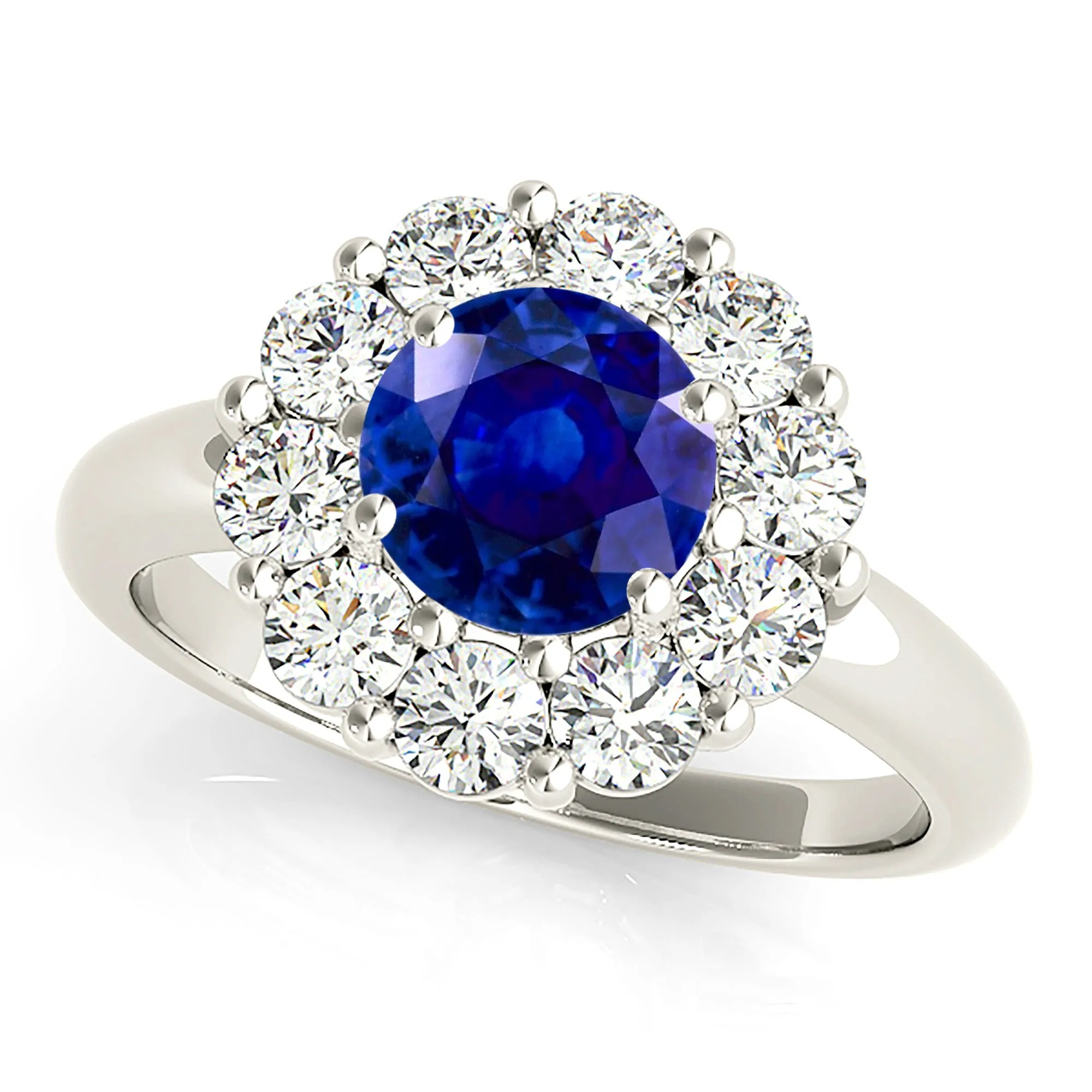 1.80 ct. Genuine Blue Sapphire Halo Ring