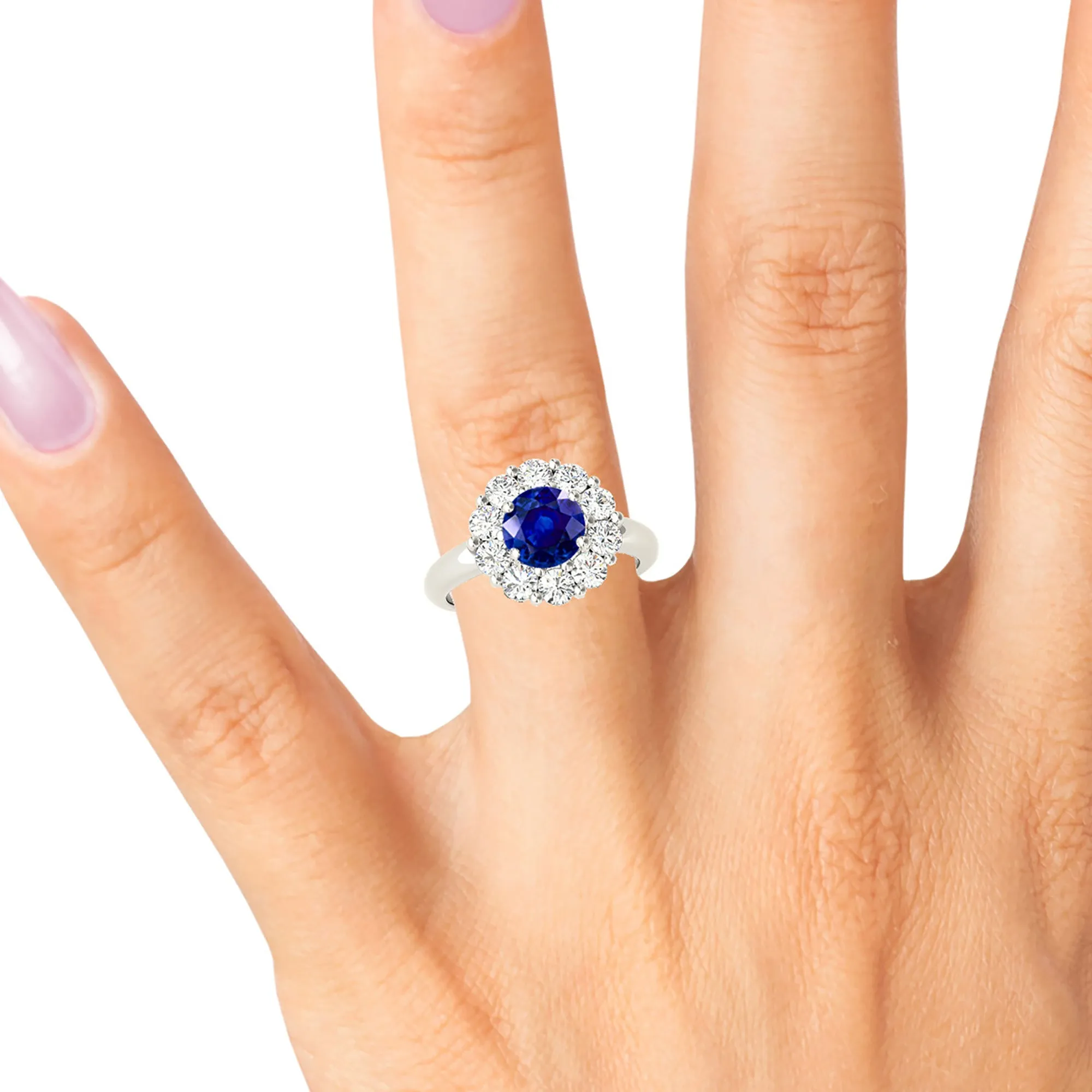 1.80 ct. Genuine Blue Sapphire Halo Ring