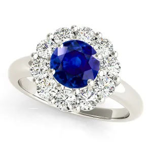1.80 ct. Genuine Blue Sapphire Halo Ring
