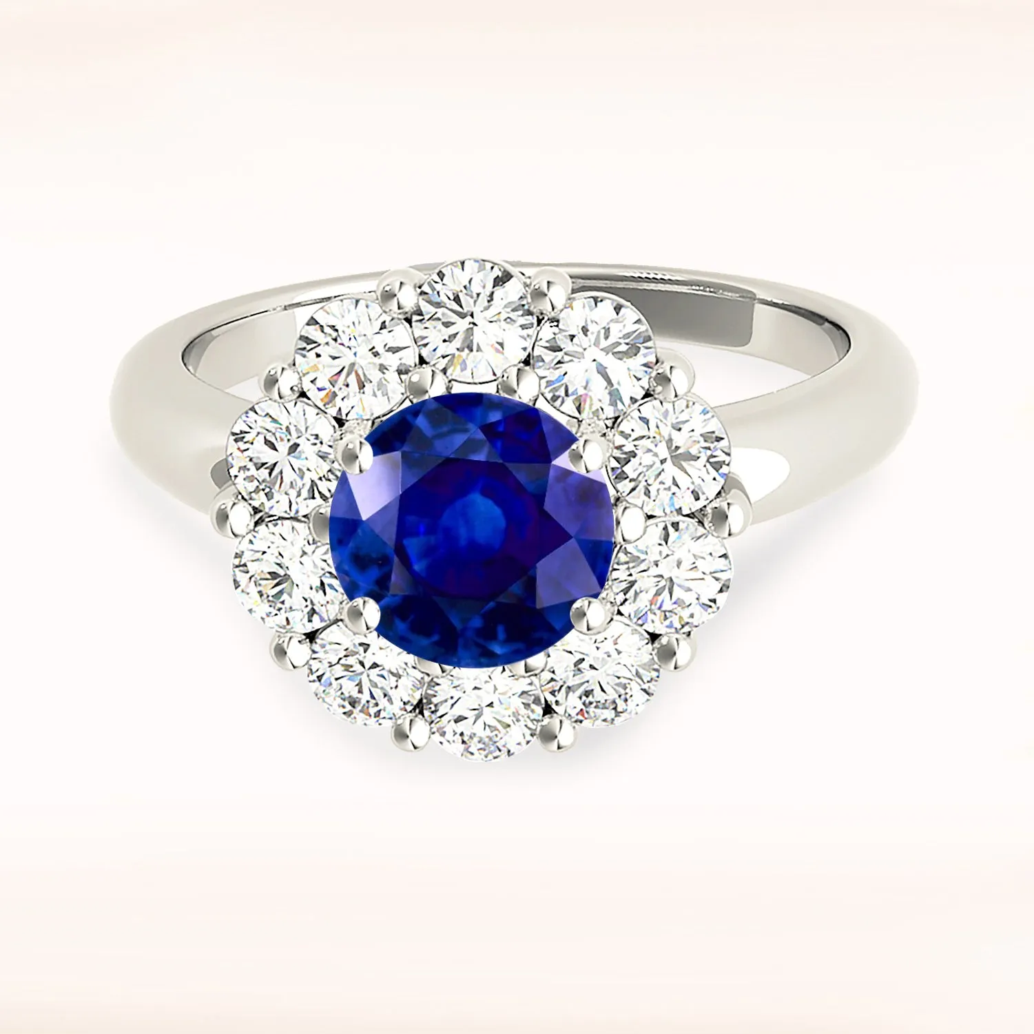 1.80 ct. Genuine Blue Sapphire Halo Ring