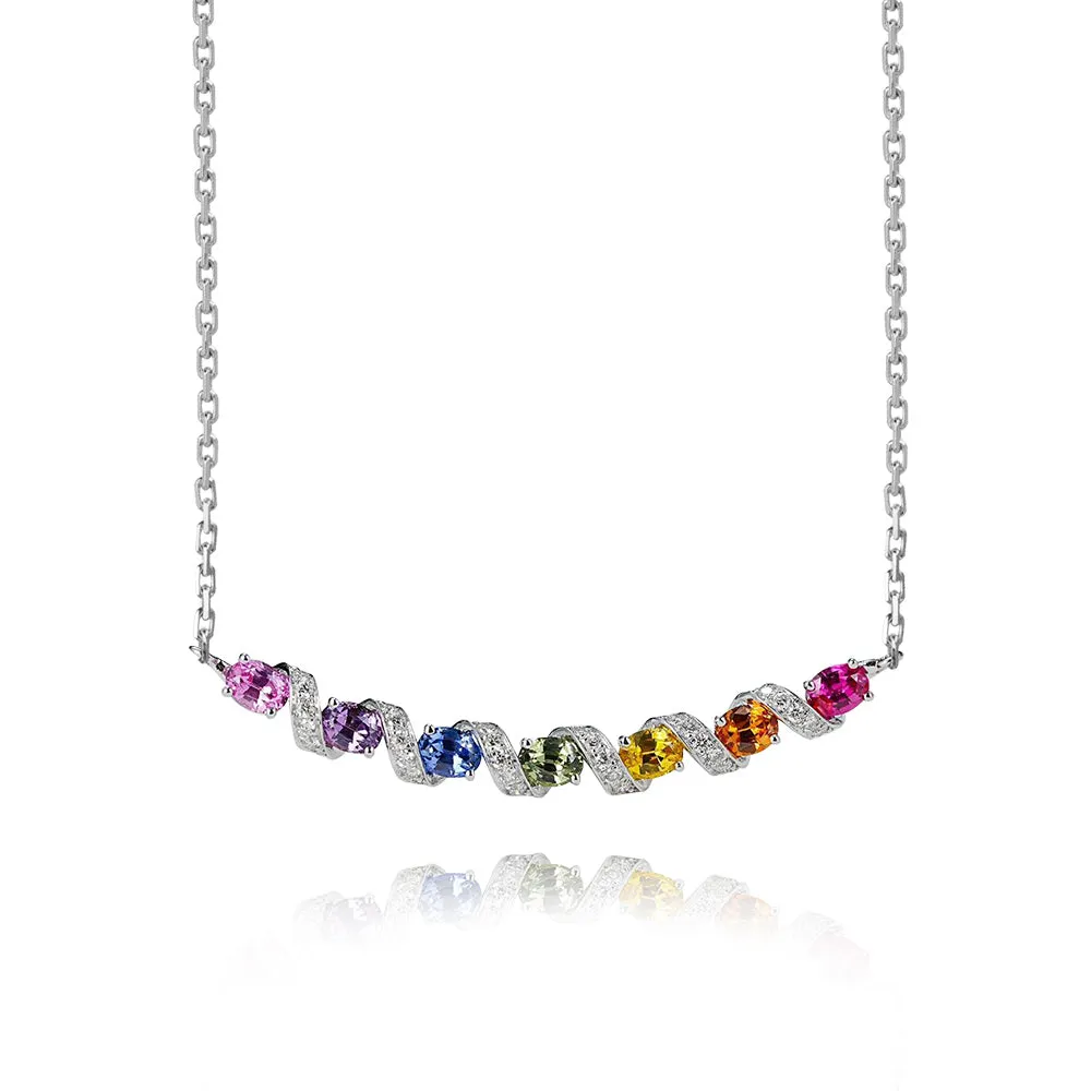 18k Gold Ferris Wheel Round Cut Necklace
