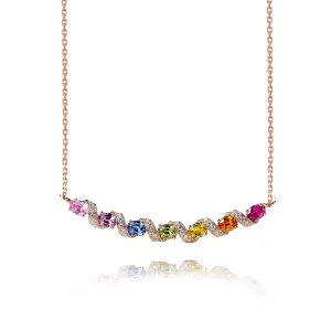 18k Gold Ferris Wheel Round Cut Necklace