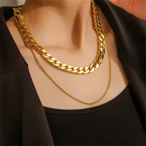 18K Gold-Plated Curb & Twine Chain Layered Necklace